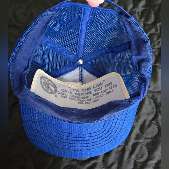 Vintage AT&T Trucker Snapback Hat Blue Made in USA "Call Before You Dig" - Picture 5 of 7